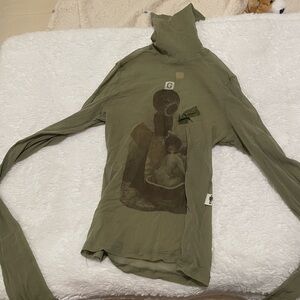 Jean Paul Gaultier Olive Green Graphic Top